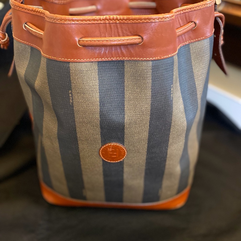 Fendi Pequin Vintage Drawstring Bucket Bag